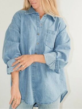 ONE WEDNESDAY the Chambray denim button up western oversized top
